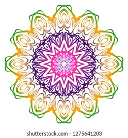 Anti-stress therapy pattern. Mandala. For design backgrounds. Vector illustration. Can be used for textile, greeting card, coloring book, phone case print. Rainbow color