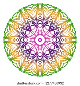 Anti-stress therapy pattern. Mandala. For design backgrounds. Vector illustration. Can be used for textile, greeting card, coloring book, phone case print. Rainbow color