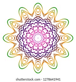 Anti-stress therapy pattern. Mandala. For design backgrounds. Vector illustration. Can be used for textile, greeting card, coloring book, phone case print. Rainbow color