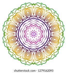 Anti-stress therapy pattern. Mandala. For design backgrounds. Vector illustration. Can be used for textile, greeting card, coloring book, phone case print. Rainbow color