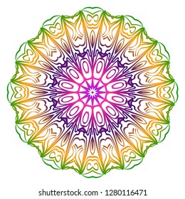 Anti-stress therapy pattern. Mandala. For design backgrounds. Vector illustration. Can be used for textile, greeting card, coloring book, phone case print. Rainbow color
