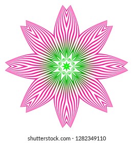 Anti-Stress Therapy Pattern. Mandala. For Design Backgrounds. Vector Illustration. Can Be Used For Textile, Greeting Card, Coloring Book, Phone Case Print. Gradient green, pink color.