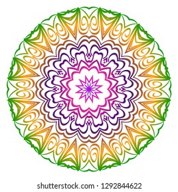 Anti-stress therapy pattern. Mandala. For design backgrounds. Vector illustration. Can be used for textile, greeting card, coloring book, phone case print. Rainbow color
