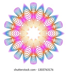 Anti-Stress Therapy Pattern. Mandala. For Design Backgrounds. Vector Illustration. Can Be Used For Textile, Greeting Card, Coloring Book, Phone Case Print. Rainbow color.