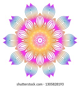 Anti-Stress Therapy Pattern. Mandala. For Design Backgrounds. Vector Illustration. Can Be Used For Textile, Greeting Card, Coloring Book, Phone Case Print. Rainbow color.