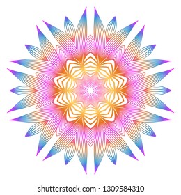 Anti-Stress Therapy Pattern. Mandala. For Design Backgrounds. Vector Illustration. Can Be Used For Textile, Greeting Card, Coloring Book, Phone Case Print. Rainbow color.
