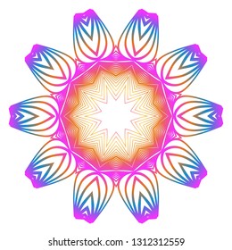 Anti-Stress Therapy Pattern. Mandala. For Design Backgrounds. Vector Illustration. Can Be Used For Textile, Greeting Card, Coloring Book, Phone Case Print. Rainbow color.