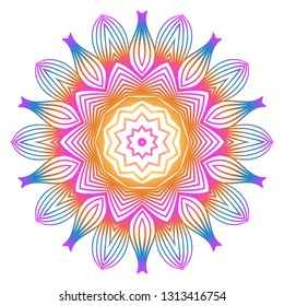Anti-Stress Therapy Pattern. Mandala. For Design Backgrounds. Vector Illustration. Can Be Used For Textile, Greeting Card, Coloring Book, Phone Case Print. Rainbow color.