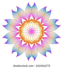 Anti-Stress Therapy Pattern. Mandala. For Design Backgrounds. Vector Illustration. Can Be Used For Textile, Greeting Card, Coloring Book, Phone Case Print. Rainbow color.