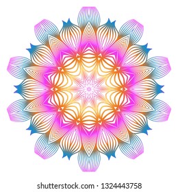 Anti-Stress Therapy Pattern. Mandala. For Design Backgrounds. Vector Illustration. Can Be Used For Textile, Greeting Card, Coloring Book, Phone Case Print. Rainbow color.