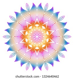 Anti-Stress Therapy Pattern. Mandala. For Design Backgrounds. Vector Illustration. Can Be Used For Textile, Greeting Card, Coloring Book, Phone Case Print. Rainbow color.
