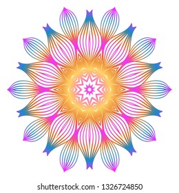 Anti-Stress Therapy Pattern. Mandala. For Design Backgrounds. Vector Illustration. Can Be Used For Textile, Greeting Card, Coloring Book, Phone Case Print. Rainbow color.