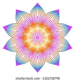 Anti-Stress Therapy Pattern. Mandala. For Design Backgrounds. Vector Illustration. Can Be Used For Textile, Greeting Card, Coloring Book, Phone Case Print. Rainbow color.