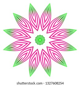 Anti-Stress Therapy Pattern. Mandala. For Design Backgrounds. Vector Illustration. Can Be Used For Textile, Greeting Card, Coloring Book, Phone Case Print. Gradient green, pink color.