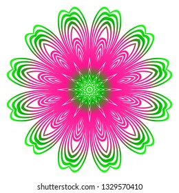 Anti-Stress Therapy Pattern. Mandala. For Design Backgrounds. Vector Illustration. Can Be Used For Textile, Greeting Card, Coloring Book, Phone Case Print. Gradient green, pink color.