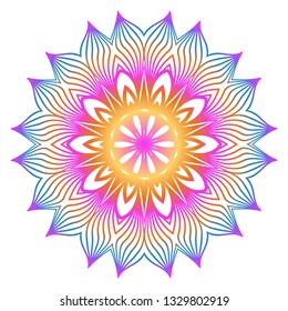 Anti-Stress Therapy Pattern. Mandala. For Design Backgrounds. Vector Illustration. Can Be Used For Textile, Greeting Card, Coloring Book, Phone Case Print. Rainbow color.
