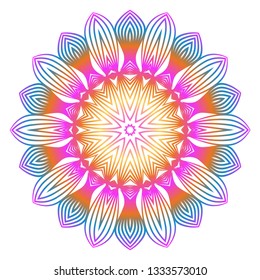 Anti-Stress Therapy Pattern. Mandala. For Design Backgrounds. Vector Illustration. Can Be Used For Textile, Greeting Card, Coloring Book, Phone Case Print. Rainbow color.