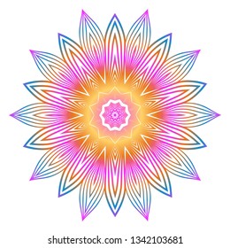 Anti-Stress Therapy Pattern. Mandala. For Design Backgrounds. Vector Illustration. Can Be Used For Textile, Greeting Card, Coloring Book, Phone Case Print. Rainbow color.