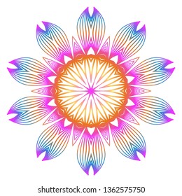 Anti-Stress Therapy Pattern. Mandala. For Design Backgrounds. Vector Illustration. Can Be Used For Textile, Greeting Card, Coloring Book, Phone Case Print. Rainbow color.