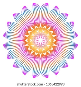 Anti-Stress Therapy Pattern. Mandala. For Design Backgrounds. Vector Illustration. Can Be Used For Textile, Greeting Card, Coloring Book, Phone Case Print. Rainbow color.