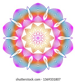 Anti-Stress Therapy Pattern. Mandala. For Design Backgrounds. Vector Illustration. Can Be Used For Textile, Greeting Card, Coloring Book, Phone Case Print. Rainbow color.