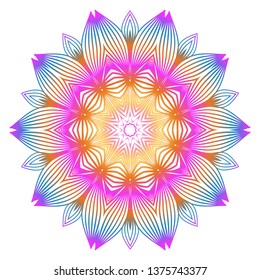 Anti-Stress Therapy Pattern. Mandala. For Design Backgrounds. Vector Illustration. Can Be Used For Textile, Greeting Card, Coloring Book, Phone Case Print. Rainbow color.