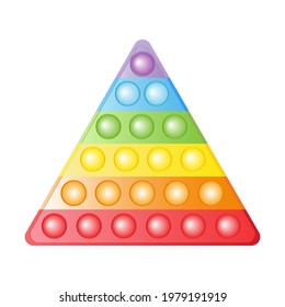 Antistress trendy toys fidget sensory pop it and simple dimple, triangle shape. Colorful Silicone bubbles. Finger training for children and adults. New exotic decompression toys. Vector illustration