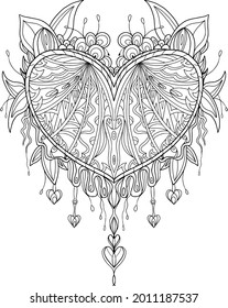 Antistress vector coloring book for adults with patterns and decorations