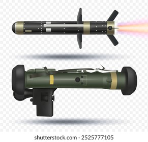 Armas de fuego complejas antitanque Armas modernas Ilustraciones vectoriales realistas PTRK