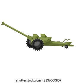 Antitank gun. Vector illustration with military equipment. The object is isolated on a white background. War. Army. For your design.