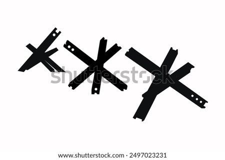 Anti-tank hedgehogs (Czech hedgehogs) on a white background. Vector illustration