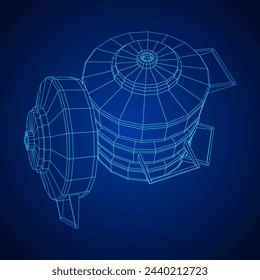 Anti-tank land mine. Army explosive weapon. Military object. Vector illustration. Wireframe low poly mesh vector illustration