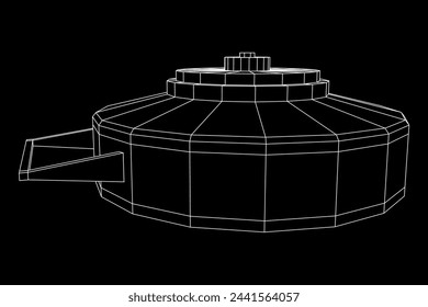 Anti-tank land mine. Army explosive weapon. Military object. Vector illustration. Wireframe low poly mesh vector illustration