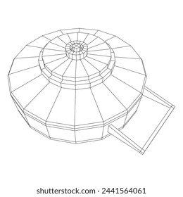 Panzerabwehrmine. In: Army Explosive Weapon. Militärisches Objekt. Vektorgrafik. Wireframe Low Poly Mesh Vektor-Illustration