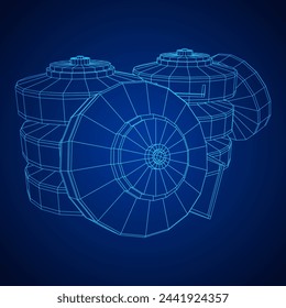 Mina antitanque. Arma explosiva del ejército. Objeto militar. Ilustración vectorial. Ilustración vectorial de malla de polietileno baja