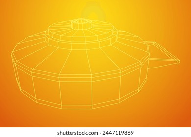 Panzerabwehrmine. In: Army Explosive Weapon. Militärisches Objekt. Vektorillustration. Drahtmodell-Vektorillustration mit niedrigem Polynetz