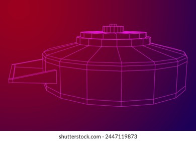 Panzerabwehrmine. In: Army Explosive Weapon. Militärisches Objekt. Vektorillustration. Drahtmodell-Vektorillustration mit niedrigem Polynetz