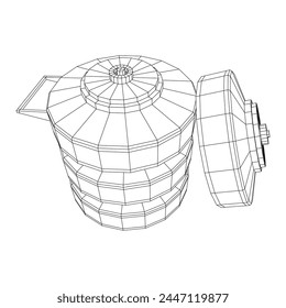 Panzerabwehrmine. In: Army Explosive Weapon. Militärisches Objekt. Vektorillustration. Drahtmodell-Vektorillustration mit niedrigem Polynetz