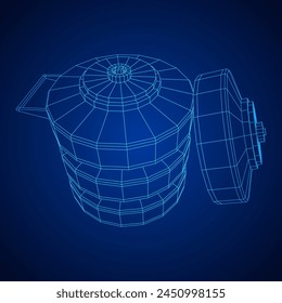 Panzerabwehrmine. In: Army Explosive Weapon. Militärisches Objekt. Vektorillustration. Drahtmodell-Vektorillustration mit niedrigem Polynetz