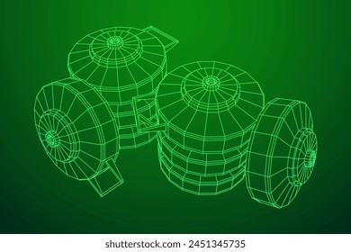 Panzerabwehrmine. In: Army Explosive Weapon. Militärisches Objekt. Vektorillustration. Drahtmodell-Vektorillustration mit niedrigem Polynetz