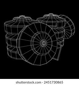 Anti-tank land mine. Army explosive weapon. Military object. Vector illustration. Wireframe low poly mesh vector illustration