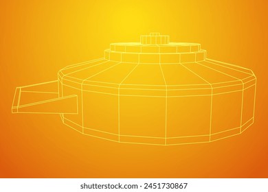 Panzerabwehrmine. In: Army Explosive Weapon. Militärisches Objekt. Vektorillustration. Drahtmodell-Vektorillustration mit niedrigem Polynetz