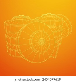 Panzerabwehrmine. In: Army Explosive Weapon. Militärisches Objekt. Vektorillustration. Drahtmodell-Vektorillustration mit niedrigem Polynetz