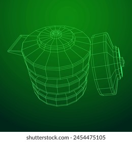 Panzerabwehrmine. In: Army Explosive Weapon. Militärisches Objekt. Vektorillustration. Drahtmodell-Vektorillustration mit niedrigem Polynetz