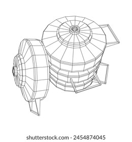 Panzerabwehrmine. In: Army Explosive Weapon. Militärisches Objekt. Vektorillustration. Drahtmodell-Vektorillustration mit niedrigem Polynetz