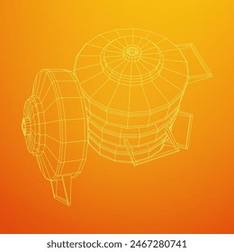 Mina antitanque. Arma explosiva del ejército. Objeto militar. Ilustración vectorial. Ilustración vectorial de malla de polietileno baja