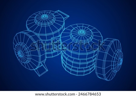 Anti-tank land mine. Army explosive weapon. Military object. Vector illustration. Wireframe low poly mesh vector illustration