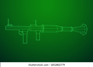 Lanzagranadas propulsadas por cohetes antitanque - RPG 7. Ilustración vectorial de malla baja de malla de malla de alambre.