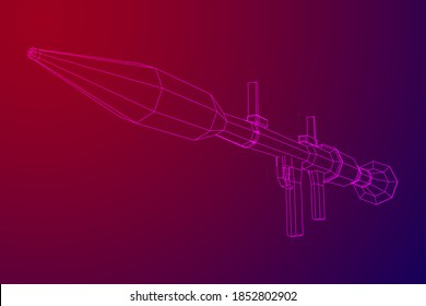 Lanzagranadas propulsadas por cohetes antitanque - RPG 7. Ilustración vectorial de malla baja de malla de malla de alambre.