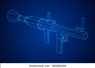 Anti-tank rocket propelled grenade launcher - RPG 7. Wireframe low poly mesh vector illustration.